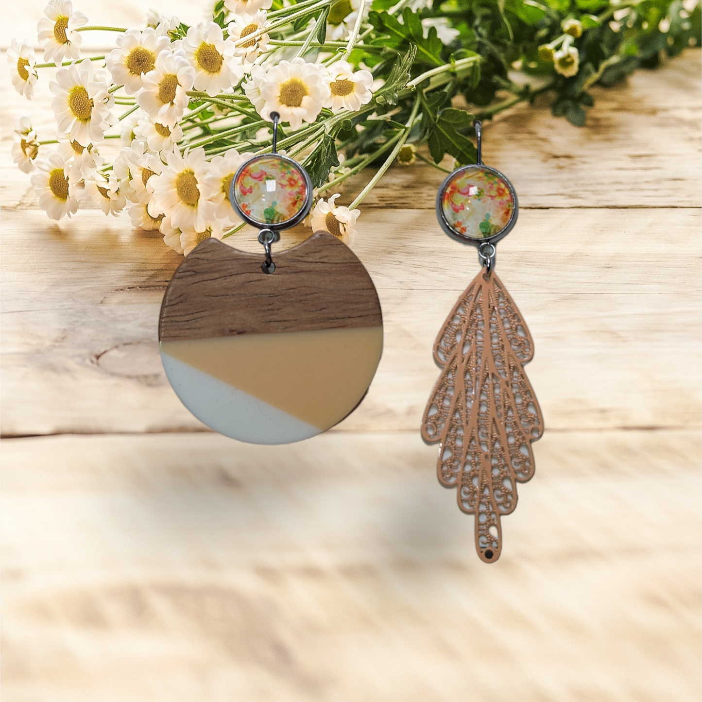 Boucles d'oreilles asymétriques